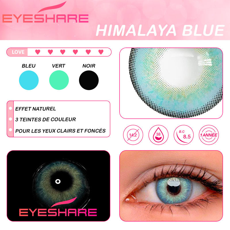 lentilles  de couleur himalaya blue